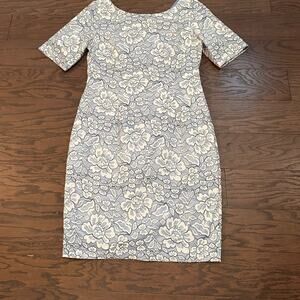 Eliza J Lace Sheath Dress Light Blue Floral Lace Size 14